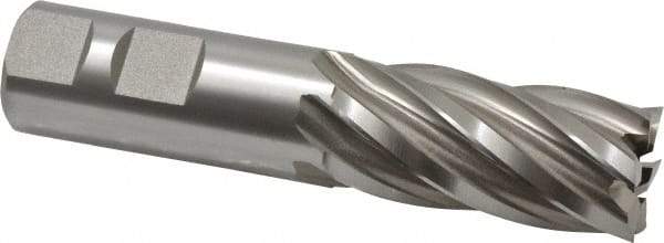 Hertel - 29/32", 1-7/8" LOC, 7/8" Shank Diam, 4-1/8" OAL, 6 Flute, High Speed Steel Square End Mill - Single End, Uncoated - Eagle Tool & Supply