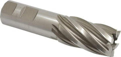Hertel - 1-1/8", 2" LOC, 1" Shank Diam, 4-1/2" OAL, 6 Flute, High Speed Steel Square End Mill - Single End, Uncoated, Spiral Flute, 30° Helix, Right Hand Cut, Right Hand Flute - Eagle Tool & Supply