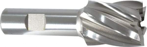 Hertel - 1-1/4", 1-1/2" LOC, 3/4" Shank Diam, 3-7/8" OAL, 6 Flute, High Speed Steel Square End Mill - Single End, Uncoated, Spiral Flute, 30° Helix, Right Hand Cut, Right Hand Flute - Eagle Tool & Supply
