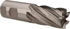 Hertel - 1-1/4", 2" LOC, 1-1/4" Shank Diam, 4-1/2" OAL, 6 Flute, High Speed Steel Square End Mill - Single End, Uncoated, Spiral Flute, 30° Helix, Right Hand Cut, Right Hand Flute - Eagle Tool & Supply