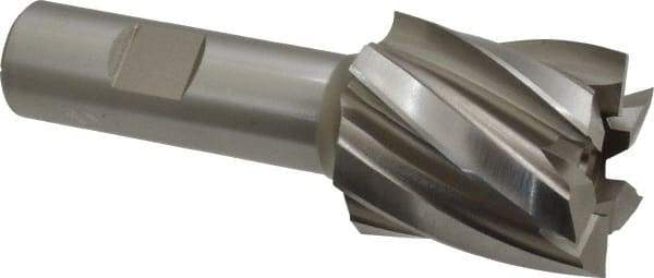 Hertel - 1-3/8", 1-1/2" LOC, 3/4" Shank Diam, 3-7/8" OAL, 6 Flute, High Speed Steel Square End Mill - Single End, Uncoated, Spiral Flute, 30° Helix, Right Hand Cut, Right Hand Flute - Eagle Tool & Supply