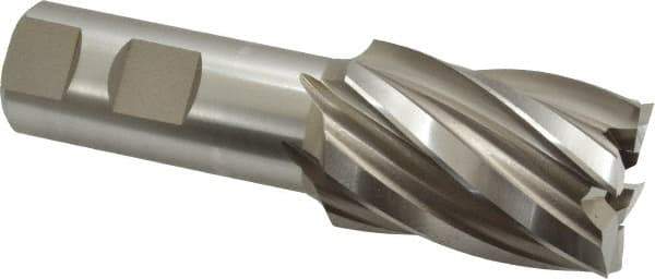 Hertel - 1-3/8", 2" LOC, 1" Shank Diam, 4-1/2" OAL, 6 Flute, High Speed Steel Square End Mill - Single End, Uncoated, Spiral Flute, 30° Helix, Right Hand Cut, Right Hand Flute - Eagle Tool & Supply