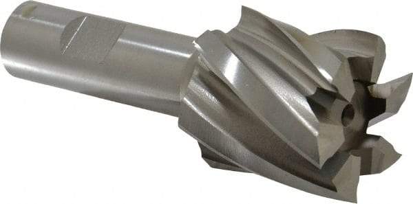 Hertel - 1-1/2", 1-1/2" LOC, 3/4" Shank Diam, 3-7/8" OAL, 6 Flute, High Speed Steel Square End Mill - Single End, Uncoated, Spiral Flute, 30° Helix, Right Hand Cut, Right Hand Flute - Eagle Tool & Supply