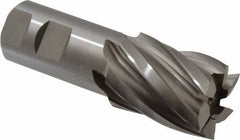 Hertel - 1-1/2", 2" LOC, 1-1/4" Shank Diam, 4-1/2" OAL, 6 Flute, High Speed Steel Square End Mill - Single End, Uncoated, Spiral Flute, 30° Helix, Right Hand Cut, Right Hand Flute - Eagle Tool & Supply