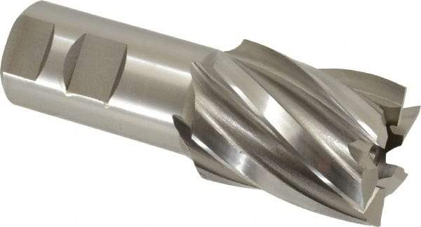Hertel - 1-5/8", 2" LOC, 1-1/4" Shank Diam, 4-1/2" OAL, 6 Flute, High Speed Steel Square End Mill - Single End, Uncoated, Spiral Flute, 30° Helix, Right Hand Cut, Right Hand Flute - Eagle Tool & Supply