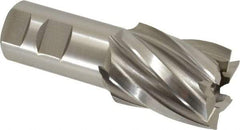 Hertel - 1-5/8", 2" LOC, 1-1/4" Shank Diam, 4-1/2" OAL, 6 Flute, High Speed Steel Square End Mill - Single End, Uncoated, Spiral Flute, 30° Helix, Right Hand Cut, Right Hand Flute - Eagle Tool & Supply