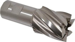 Hertel - 1-3/4", 2" LOC, 1-1/4" Shank Diam, 4-1/2" OAL, 6 Flute, High Speed Steel Square End Mill - Single End, Uncoated, Spiral Flute, 30° Helix, Right Hand Cut, Right Hand Flute - Eagle Tool & Supply
