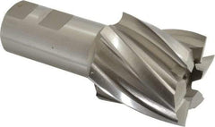 Hertel - 2", 2" LOC, 1-1/4" Shank Diam, 4-1/2" OAL, 6 Flute, High Speed Steel Square End Mill - Single End, Uncoated, Spiral Flute, 30° Helix, Right Hand Cut, Right Hand Flute - Eagle Tool & Supply