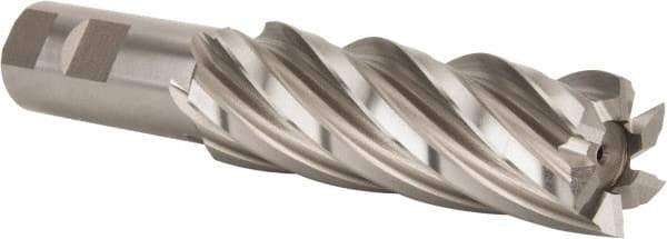 Hertel - 1-1/4", 4" LOC, 1" Shank Diam, 6-1/2" OAL, 6 Flute, High Speed Steel Square End Mill - Single End, Uncoated, Spiral Flute, 30° Helix, Right Hand Cut, Right Hand Flute - Eagle Tool & Supply