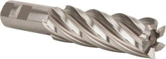 Hertel - 1-1/4", 4" LOC, 1" Shank Diam, 6-1/2" OAL, 6 Flute, High Speed Steel Square End Mill - Single End, Uncoated, Spiral Flute, 30° Helix, Right Hand Cut, Right Hand Flute - Eagle Tool & Supply