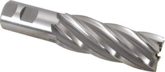 Hertel - 1-1/2", 4" LOC, 1-1/4" Shank Diam, 6-1/2" OAL, 6 Flute, High Speed Steel Square End Mill - Single End, Uncoated, Spiral Flute, 30° Helix, Right Hand Cut, Right Hand Flute - Eagle Tool & Supply