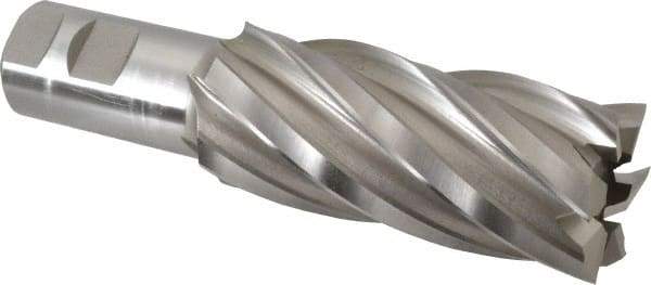 Hertel - 1-3/4", 4" LOC, 1-1/4" Shank Diam, 6-1/2" OAL, 6 Flute, High Speed Steel Square End Mill - Single End, Uncoated, Spiral Flute, 30° Helix, Right Hand Cut, Right Hand Flute - Eagle Tool & Supply