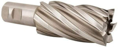 Hertel - 2", 4" LOC, 1-1/4" Shank Diam, 6-1/2" OAL, 6 Flute, High Speed Steel Square End Mill - Single End, Uncoated, Spiral Flute, 30° Helix, Right Hand Cut, Right Hand Flute - Eagle Tool & Supply