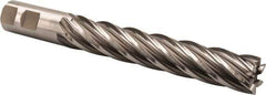 Hertel - 7/8", 5" LOC, 7/8" Shank Diam, 7-1/4" OAL, 6 Flute, High Speed Steel Square End Mill - Single End, Uncoated, Spiral Flute, 30° Helix, Right Hand Cut, Right Hand Flute - Eagle Tool & Supply