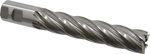 Hertel - 1-1/4", 6" LOC, 1-1/4" Shank Diam, 8-1/2" OAL, 6 Flute, High Speed Steel Square End Mill - Single End, Uncoated, Spiral Flute, 30° Helix, Right Hand Cut, Right Hand Flute - Eagle Tool & Supply