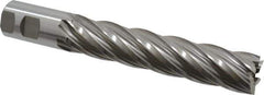 Hertel - 1-1/4", 6" LOC, 1-1/4" Shank Diam, 8-1/2" OAL, 6 Flute, High Speed Steel Square End Mill - Single End, Uncoated, Spiral Flute, 30° Helix, Right Hand Cut, Right Hand Flute - Eagle Tool & Supply