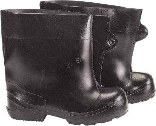 Winter Walking - Men's 5 - 7.5 (Women's 7-9.5) Traction Overboots - 10" High, Plain Toe, Nonslip Sole, Rubber Upper, Black - Eagle Tool & Supply