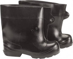 Winter Walking - Men's 5 - 7.5 (Women's 7-9.5) Traction Overboots - 10" High, Plain Toe, Nonslip Sole, Rubber Upper, Black - Eagle Tool & Supply