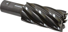 Hertel - 2", 4" LOC, 1-1/4" Shank Diam, 6-1/2" OAL, 8 Flute, High Speed Steel Square End Mill - Single End, Uncoated, Spiral Flute, 30° Helix, Right Hand Cut, Right Hand Flute - Eagle Tool & Supply