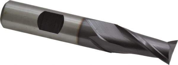 Hertel - 1/2", 1" LOC, 1/2" Shank Diam, 3" OAL, 2 Flute, Cobalt Square End Mill - Single End, TiCN Finish, Spiral Flute, 30° Helix, Centercutting, Right Hand Cut, Right Hand Flute - Eagle Tool & Supply