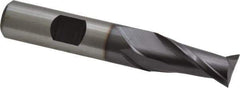Hertel - 1/2", 1" LOC, 1/2" Shank Diam, 3" OAL, 2 Flute, Cobalt Square End Mill - Single End, TiCN Finish, Spiral Flute, 30° Helix, Centercutting, Right Hand Cut, Right Hand Flute - Eagle Tool & Supply