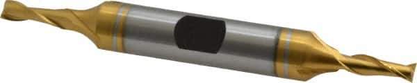 Hertel - 5/32", 7/16" LOC, 3/8" Shank Diam, 3-1/8" OAL, 2 Flute, High Speed Steel Square End Mill - Double End, TiN Finish, Spiral Flute, 30° Helix, Centercutting, Right Hand Cut, Right Hand Flute - Eagle Tool & Supply