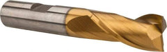 Hertel - 5/8", 1-5/16" LOC, 5/8" Shank Diam, 3-3/4" OAL, 2 Flute, High Speed Steel Square End Mill - Single End, TiN Finish, Spiral Flute, 30° Helix, Centercutting, Right Hand Cut, Right Hand Flute - Eagle Tool & Supply