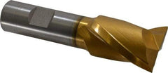 Hertel - 1-1/8", 1-1/2" LOC, 3/4" Shank Diam, 3-7/8" OAL, 2 Flute, High Speed Steel Square End Mill - Single End, TiN Finish, Spiral Flute, 30° Helix, Centercutting, Right Hand Cut, Right Hand Flute - Eagle Tool & Supply