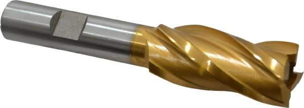 Hertel - 3/4", 1-5/8" LOC, 1/2" Shank Diam, 3-5/8" OAL, 4 Flute, High Speed Steel Square End Mill - Single End, TiN Finish, Spiral Flute, 30° Helix, Right Hand Cut, Right Hand Flute - Eagle Tool & Supply
