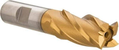 Hertel - 3/4", 1-5/8" LOC, 5/8" Shank Diam, 3-3/4" OAL, 4 Flute, High Speed Steel Square End Mill - Single End, TiN Finish, Spiral Flute, 30° Helix, Right Hand Cut, Right Hand Flute - Eagle Tool & Supply