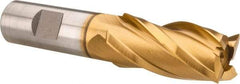 Hertel - 7/8", 1-7/8" LOC, 3/4" Shank Diam, 4-1/8" OAL, 4 Flute, High Speed Steel Square End Mill - Single End, TiN Finish, Spiral Flute, 30° Helix, Right Hand Cut, Right Hand Flute - Eagle Tool & Supply