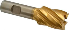 Hertel - 1-1/8", 1-1/2" LOC, 3/4" Shank Diam, 3-7/8" OAL, 6 Flute, High Speed Steel Square End Mill - Single End, TiN Finish, Spiral Flute, 30° Helix, Right Hand Cut, Right Hand Flute - Eagle Tool & Supply