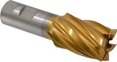 Hertel - 1-3/8", 2" LOC, 1" Shank Diam, 4-1/2" OAL, 6 Flute, High Speed Steel Square End Mill - Single End, TiN Finish, Spiral Flute, 30° Helix, Right Hand Cut, Right Hand Flute - Eagle Tool & Supply