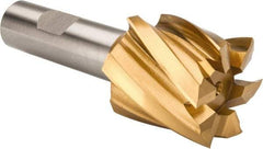 Hertel - 1-1/2", 1-1/2" LOC, 3/4" Shank Diam, 3-7/8" OAL, 6 Flute, High Speed Steel Square End Mill - Single End, TiN Finish, Spiral Flute, 30° Helix, Right Hand Cut, Right Hand Flute - Eagle Tool & Supply