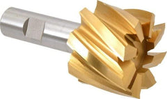 Hertel - 2", 1-1/2" LOC, 3/4" Shank Diam, 3-7/8" OAL, 8 Flute, High Speed Steel Square End Mill - Single End, TiN Finish, Spiral Flute, 30° Helix, Right Hand Cut, Right Hand Flute - Eagle Tool & Supply