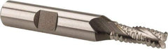Hertel - 1/4" Diam, Coarse Pitch, 5/8" LOC, 3 Flute Cobalt Roughing Square End Mill - Uncoated, 2-7/16" OAL, 3/8" Shank Diam, Single End, Centercutting, 30° Helix - Eagle Tool & Supply