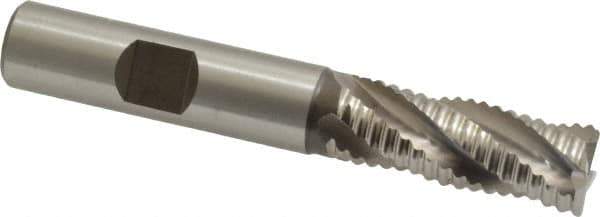 Hertel - 1/2" Diam, Coarse Pitch, 1-1/4" LOC, 4 Flute Cobalt Roughing Square End Mill - Uncoated, 3-1/4" OAL, 1/2" Shank Diam, Single End, Centercutting, 30° Helix - Eagle Tool & Supply