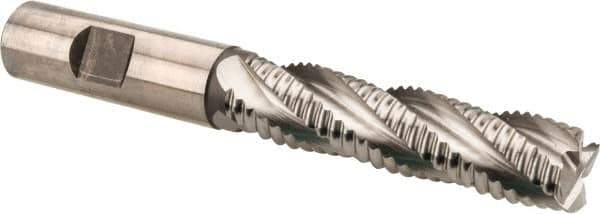 Hertel - 5/8" Diam, Coarse Pitch, 2-1/2" LOC, 4 Flute Cobalt Roughing Square End Mill - Uncoated, 4-5/8" OAL, 5/8" Shank Diam, Single End, Centercutting, 30° Helix - Eagle Tool & Supply
