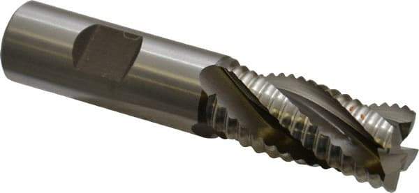 Hertel - 3/4" Diam, Coarse Pitch, 1-5/8" LOC, 4 Flute Cobalt Roughing Square End Mill - Uncoated, 3-3/4" OAL, 3/4" Shank Diam, Single End, Centercutting, 30° Helix - Eagle Tool & Supply
