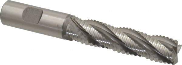 Hertel - 3/4" Diam, Coarse Pitch, 3" LOC, 4 Flute Cobalt Roughing Square End Mill - Uncoated, 5-1/4" OAL, 3/4" Shank Diam, Single End, Centercutting, 30° Helix - Eagle Tool & Supply