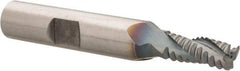 Hertel - 1/4" Diam, Coarse Pitch, 5/16" LOC, 3 Flute Cobalt Roughing Square End Mill - TiCN Finish, 2-1/8" OAL, 3/8" Shank Diam, Single End, Centercutting, 30° Helix - Eagle Tool & Supply