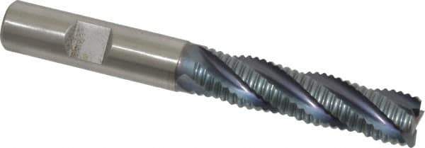 Hertel - 1/2" Diam, Coarse Pitch, 2" LOC, 4 Flute Cobalt Roughing Square End Mill - TiCN Finish, 4" OAL, 1/2" Shank Diam, Single End, Centercutting, 30° Helix - Eagle Tool & Supply