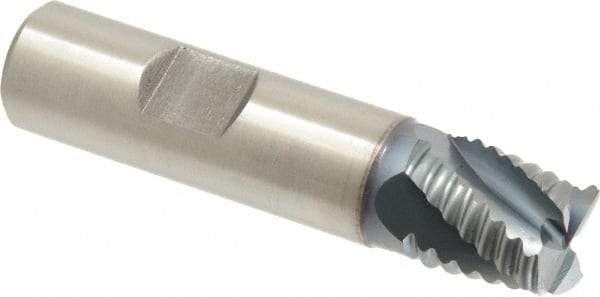 Hertel - 5/8" Diam, Coarse Pitch, 5/8" LOC, 4 Flute Cobalt Roughing Square End Mill - TiCN Finish, 2-3/4" OAL, 5/8" Shank Diam, Single End, Centercutting, 30° Helix - Eagle Tool & Supply