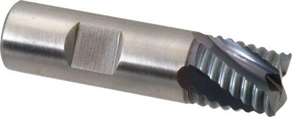 Hertel - 3/4" Diam, Coarse Pitch, 3/4" LOC, 4 Flute Cobalt Roughing Square End Mill - TiCN Finish, 2-7/8" OAL, 3/4" Shank Diam, Single End, Centercutting, 30° Helix - Eagle Tool & Supply