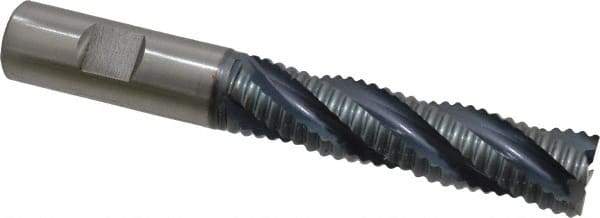 Hertel - 3/4" Diam, Coarse Pitch, 3" LOC, 4 Flute Cobalt Roughing Square End Mill - TiCN Finish, 5-1/4" OAL, 3/4" Shank Diam, Single End, Centercutting, 30° Helix - Eagle Tool & Supply