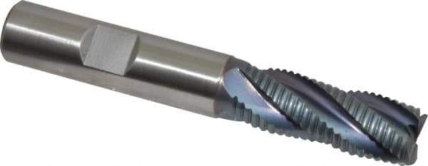 Hertel - 1/2" Diam, Fine Pitch, 1-1/4" LOC, 4 Flute Cobalt Roughing Square End Mill - TiCN Finish, 3-1/4" OAL, 1/2" Shank Diam, Single End, Centercutting, 30° Helix - Eagle Tool & Supply