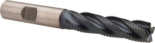 Hertel - 1/2" Diam, Fine Pitch, 2" LOC, 4 Flute Cobalt Roughing Square End Mill - TiCN Finish, 4" OAL, 1/2" Shank Diam, Single End, Centercutting, 30° Helix - Eagle Tool & Supply
