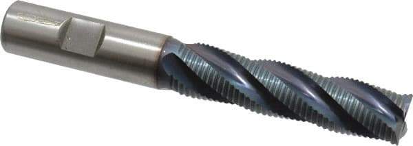 Hertel - 5/8" Diam, Fine Pitch, 2-1/2" LOC, 4 Flute Cobalt Roughing Square End Mill - TiCN Finish, 4-5/8" OAL, 5/8" Shank Diam, Single End, Centercutting, 30° Helix - Eagle Tool & Supply