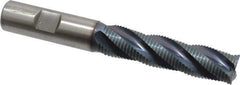 Hertel - 5/8" Diam, Fine Pitch, 2-1/2" LOC, 4 Flute Cobalt Roughing Square End Mill - TiCN Finish, 4-5/8" OAL, 5/8" Shank Diam, Single End, Centercutting, 30° Helix - Eagle Tool & Supply