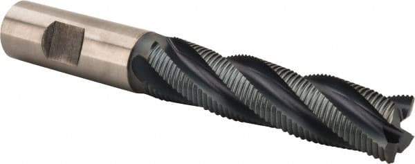 Hertel - 3/4" Diam, Fine Pitch, 3" LOC, 4 Flute Cobalt Roughing Square End Mill - TiCN Finish, 5-1/4" OAL, 3/4" Shank Diam, Single End, Centercutting, 30° Helix - Eagle Tool & Supply